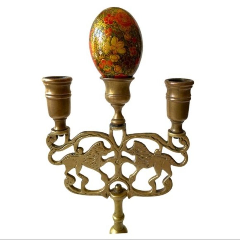 Vintage Paper Mache Kashmiri Style Lacquered Decorated Egg - Picture 2 of 4